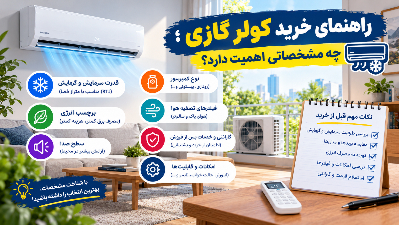 راهنمای خرید کولر گازی و بررسی ظرفیت سرمایش، مصرف برق و نوع کمپرسور